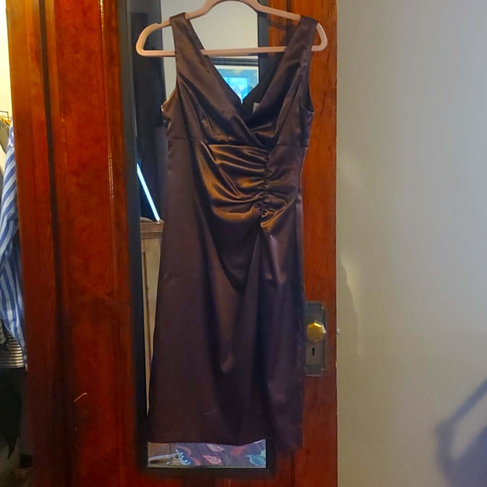Brown Satin Cocktail Dress